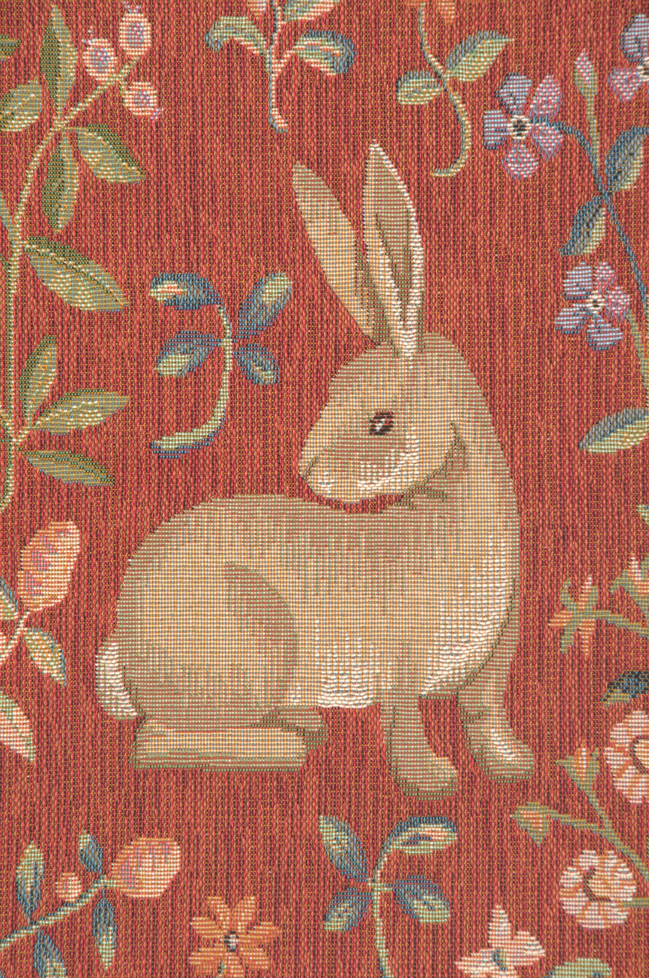 Medieval Rabbit I Tapestry Pillow Cover 19x19 Inch Cotton Jacquard Woven Cushion Cover