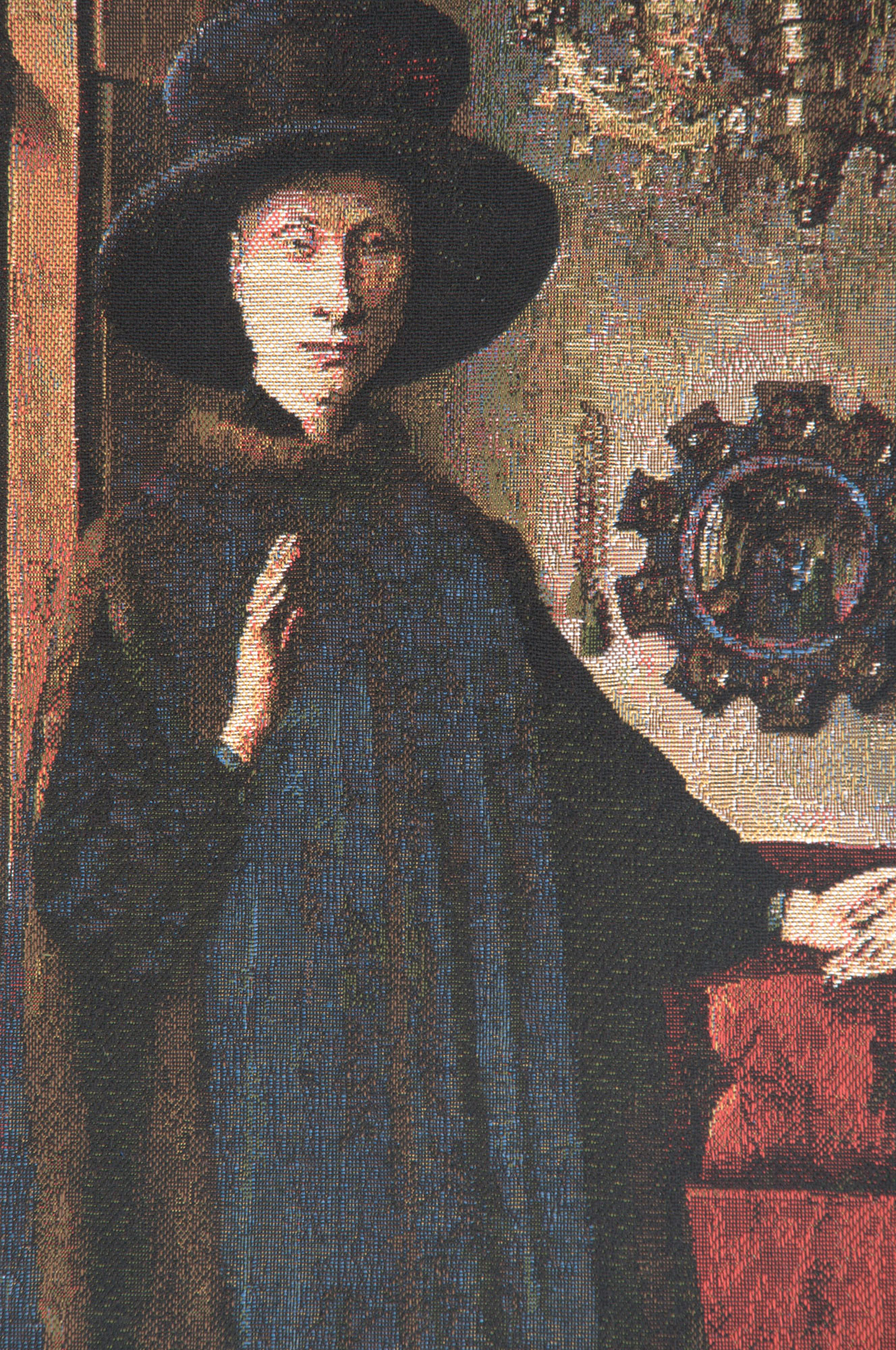 Jan and Hubert van Eyck Arnolfini Portrait European Tapestry Wall Hanging 28x20 Inch Cotton Jacquard Woven Wall Tapestry