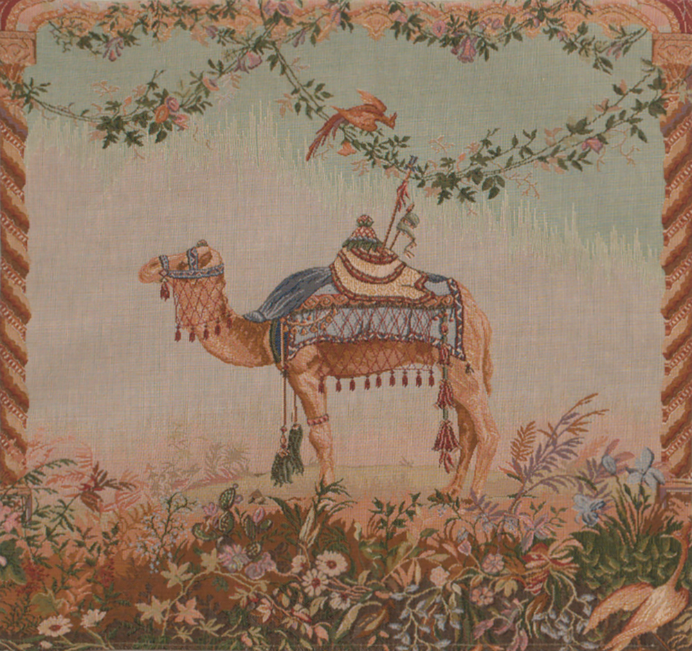 Jean Baptiste Huet Camel French Tapestry Pillow Cover 19x19 Inch Cotton Jacquard Woven Cushion Cover