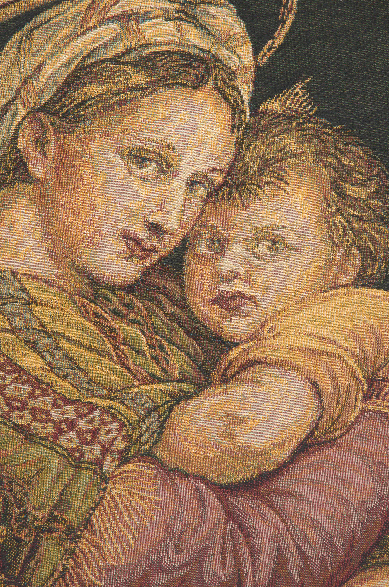 Raphael Madonna Della Seggiola I Vintage Tapestry Wall Hanging 24 x 26 in Renaissance Madonna Child Religious Jacquard Woven Wall Art