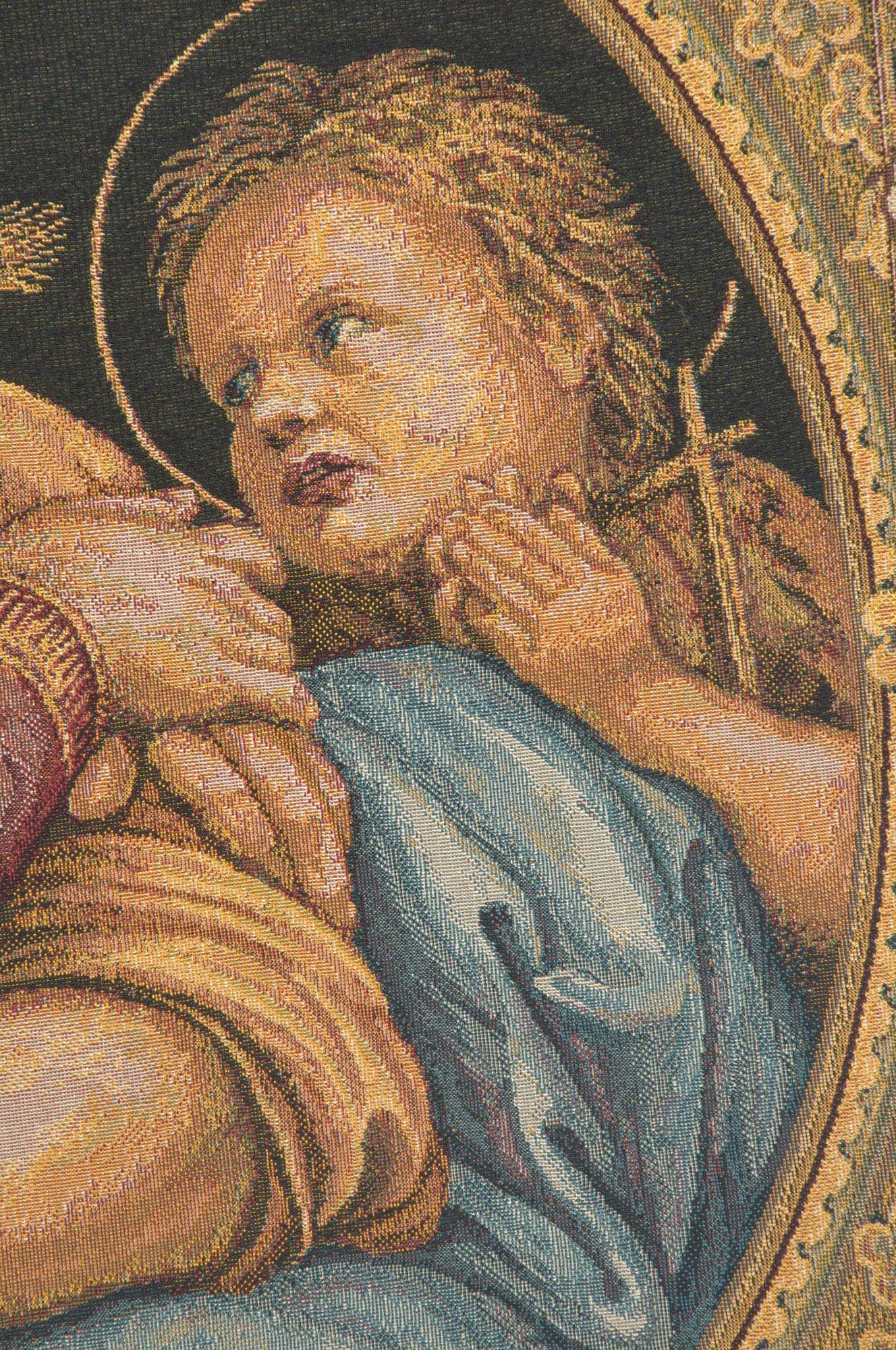 Raphael Madonna Della Seggiola I Vintage Tapestry Wall Hanging 24 x 26 in Renaissance Madonna Child Religious Jacquard Woven Wall Art