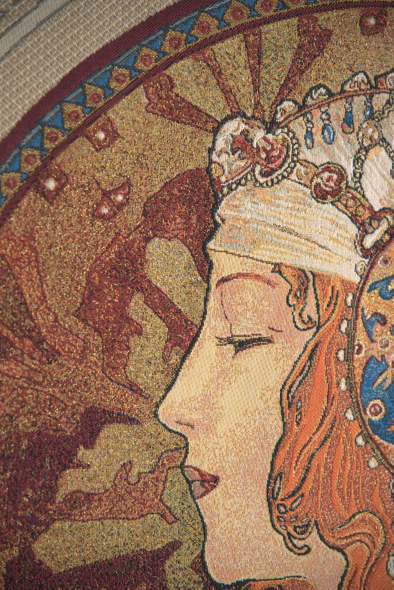 Alphonse Mucha Rousse Byzantine European Tapestry Wall Hanging 56x38 Inch Cotton Jacquard Woven Wall Tapestry