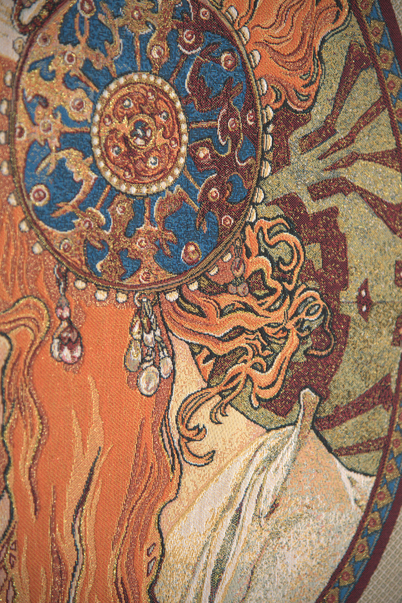 Alphonse Mucha Rousse Byzantine European Tapestry Wall Hanging 56x38 Inch Cotton Jacquard Woven Wall Tapestry