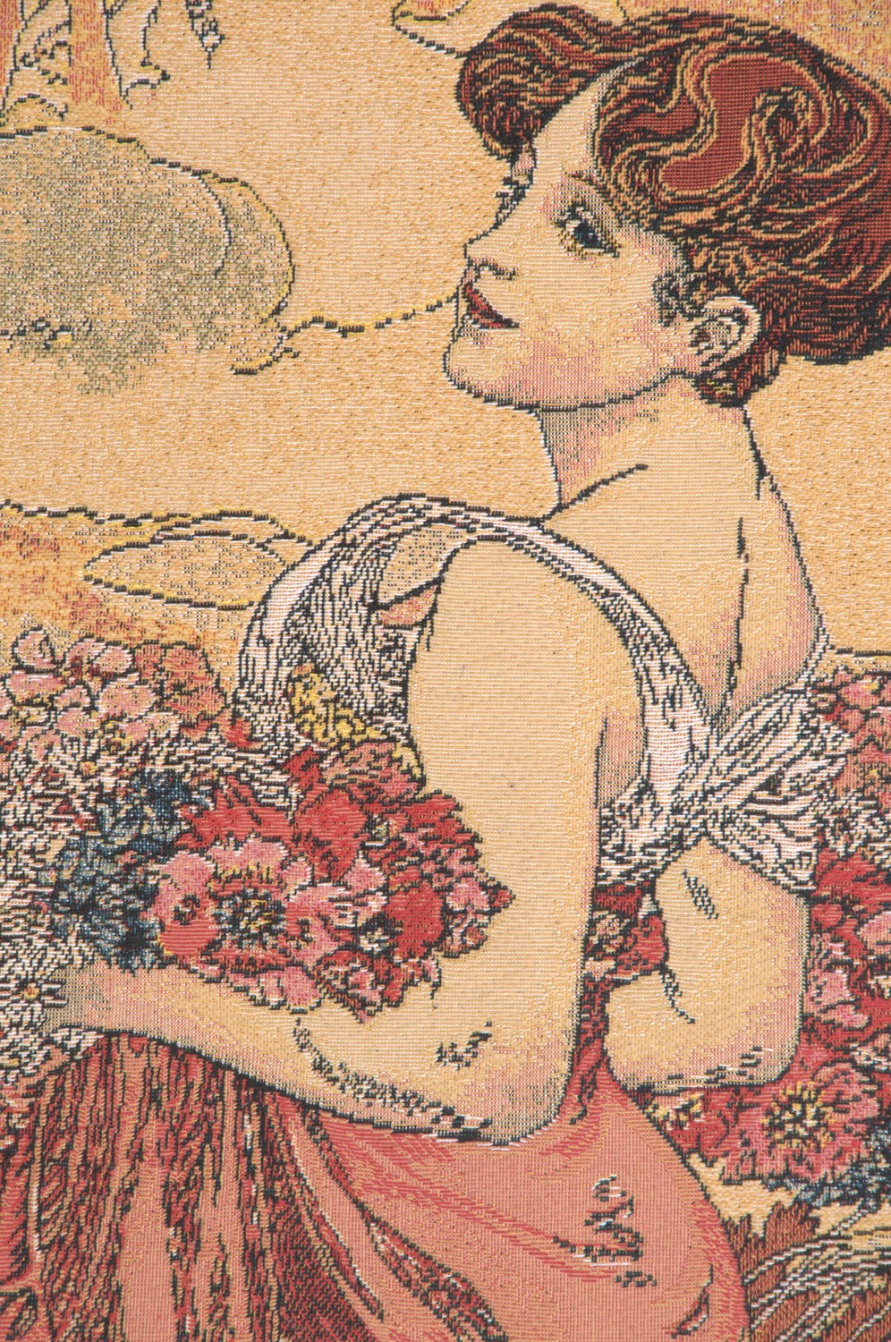 Alphonse Mucha Summer European Tapestry Wall Hanging 39x18 Inch Cotton Jacquard Woven Wall Tapestry