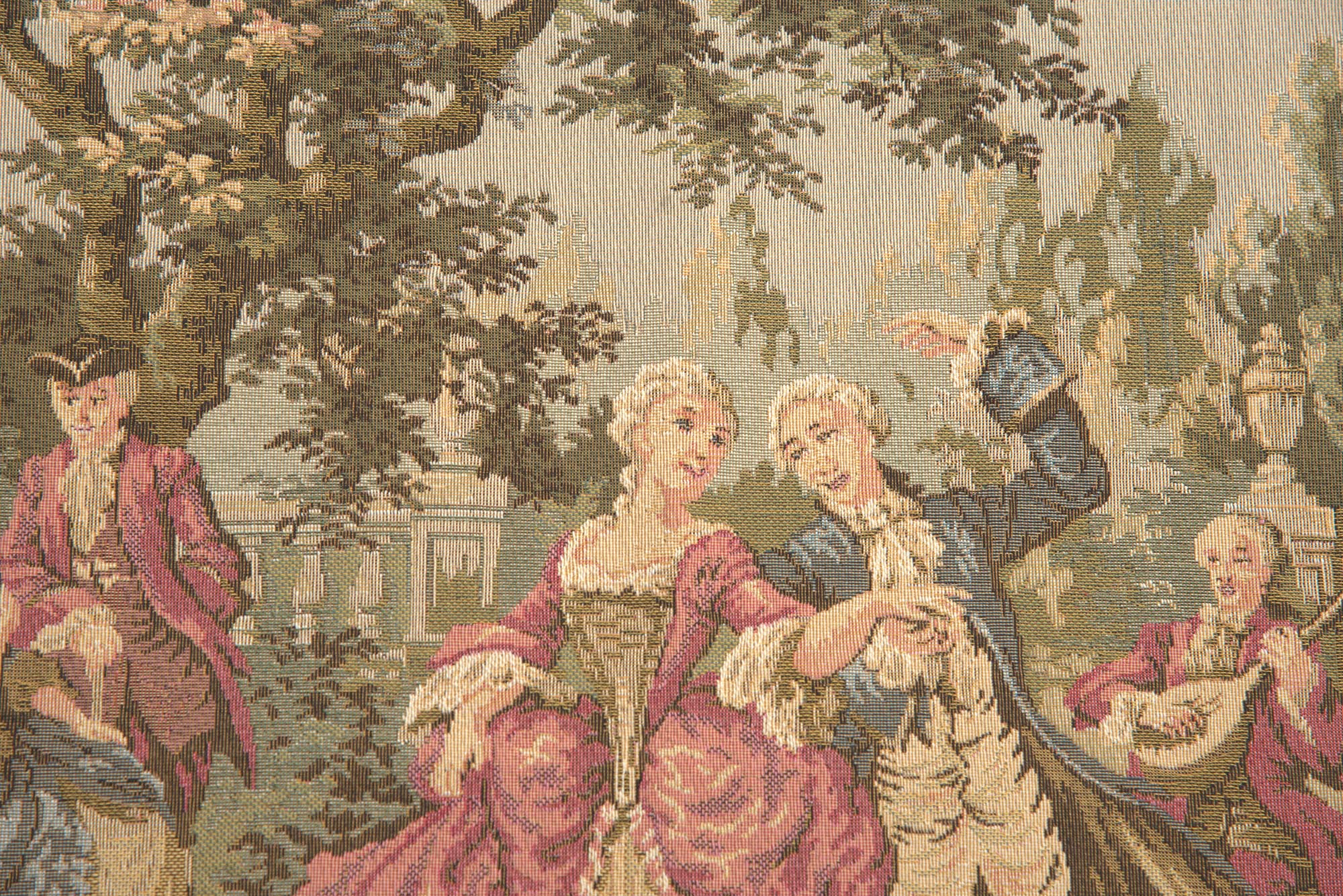 Society in the Park Right European Wallhanging 26x46 Francois Boucher Rococo Garden Scene Jacquard Woven Wall Tapestry Home Decor
