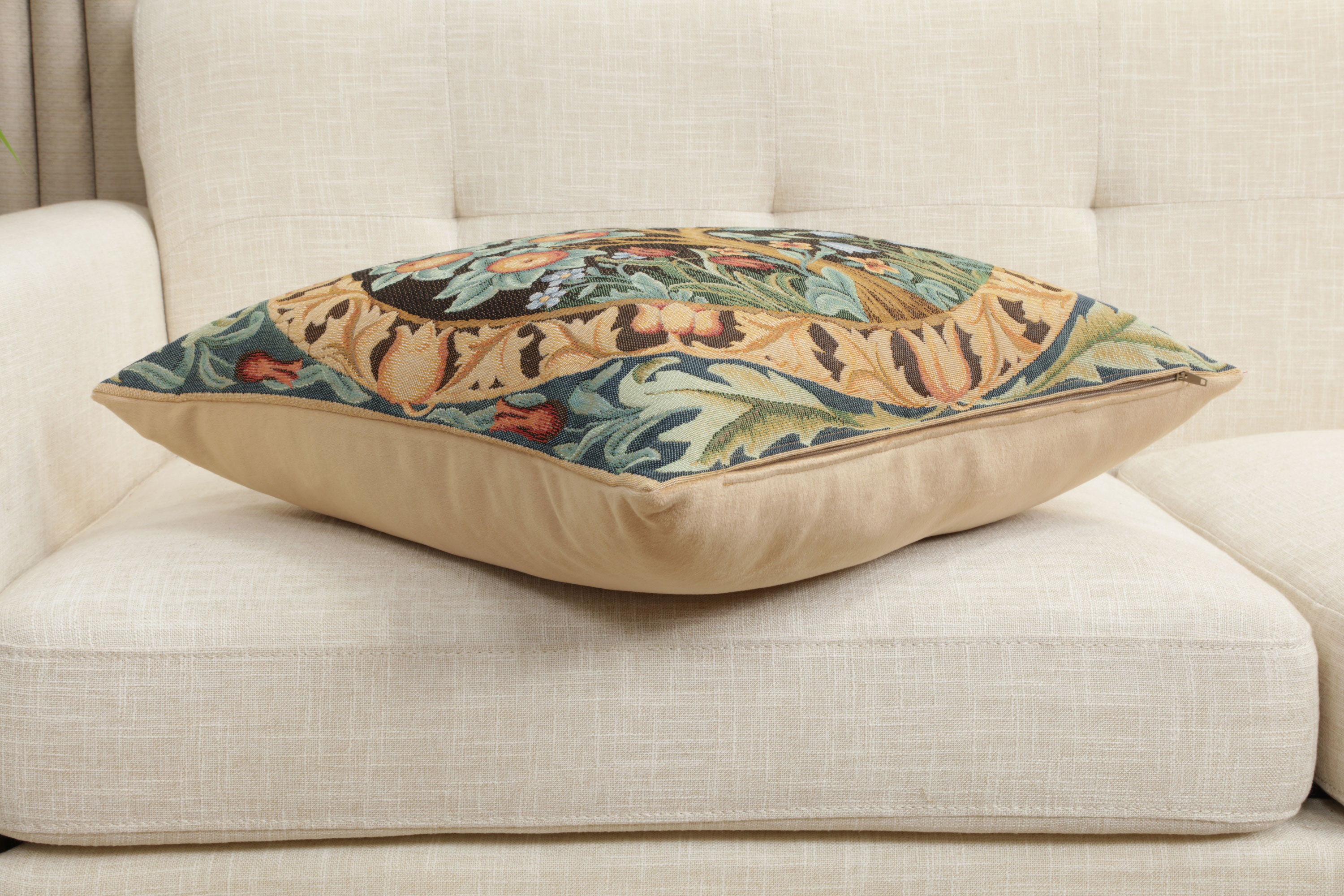 Orange Tree Medieval Tapestry Pillow Cover 19x19 inch European Cotton Jacquard Woven Cushion Cover