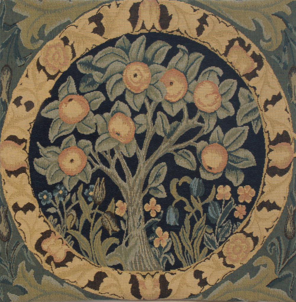 William Morris Orange Tree IV Tapestry Pillow Cover 14x14 Inch Cotton Jacquard Woven Cushion Cover