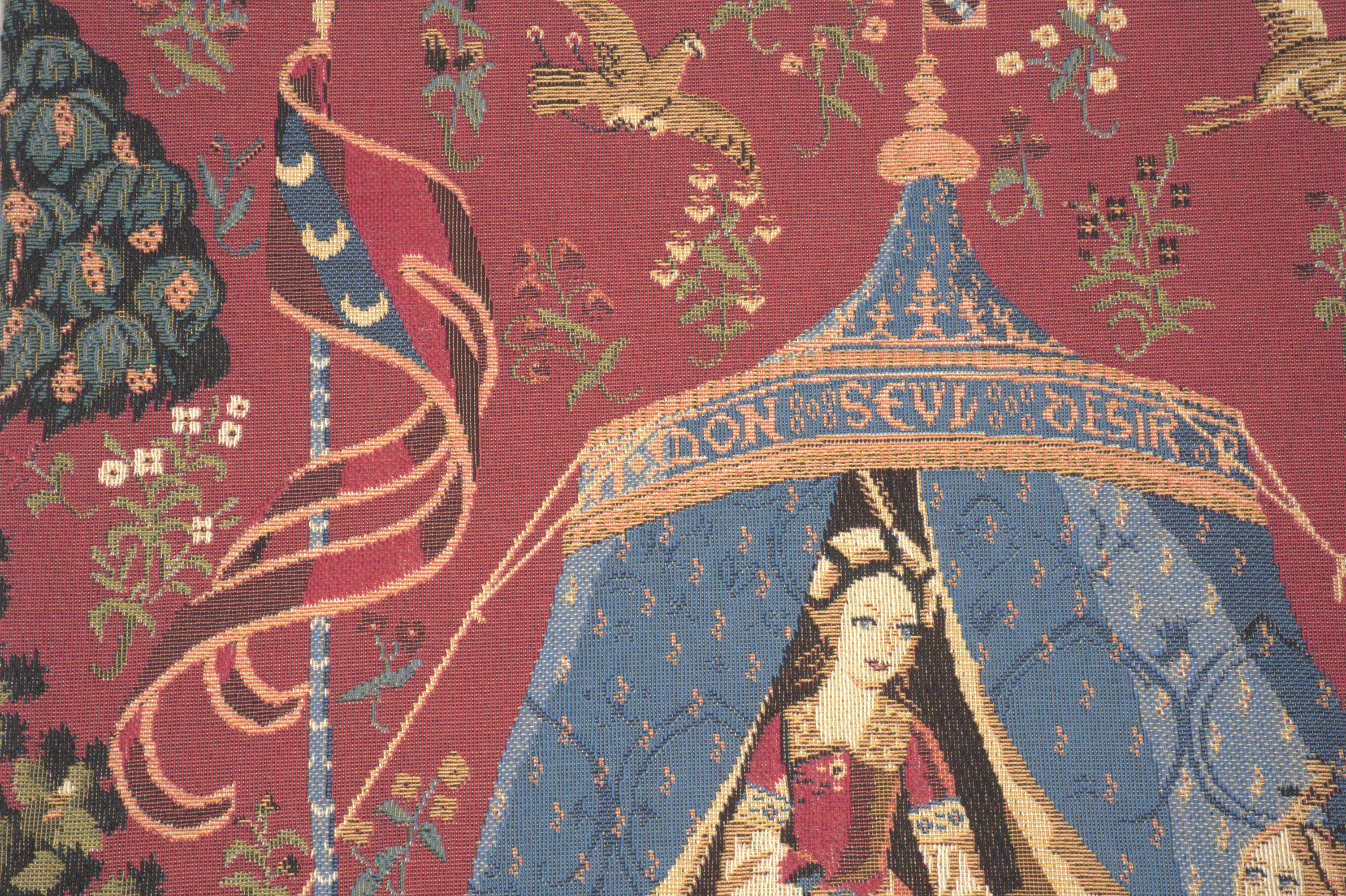 Medieval A Mon Seul Desir III Vintage Tapestry Pillow Cover 18x18 Inch Cotton Jacquard Woven Cushion Cover