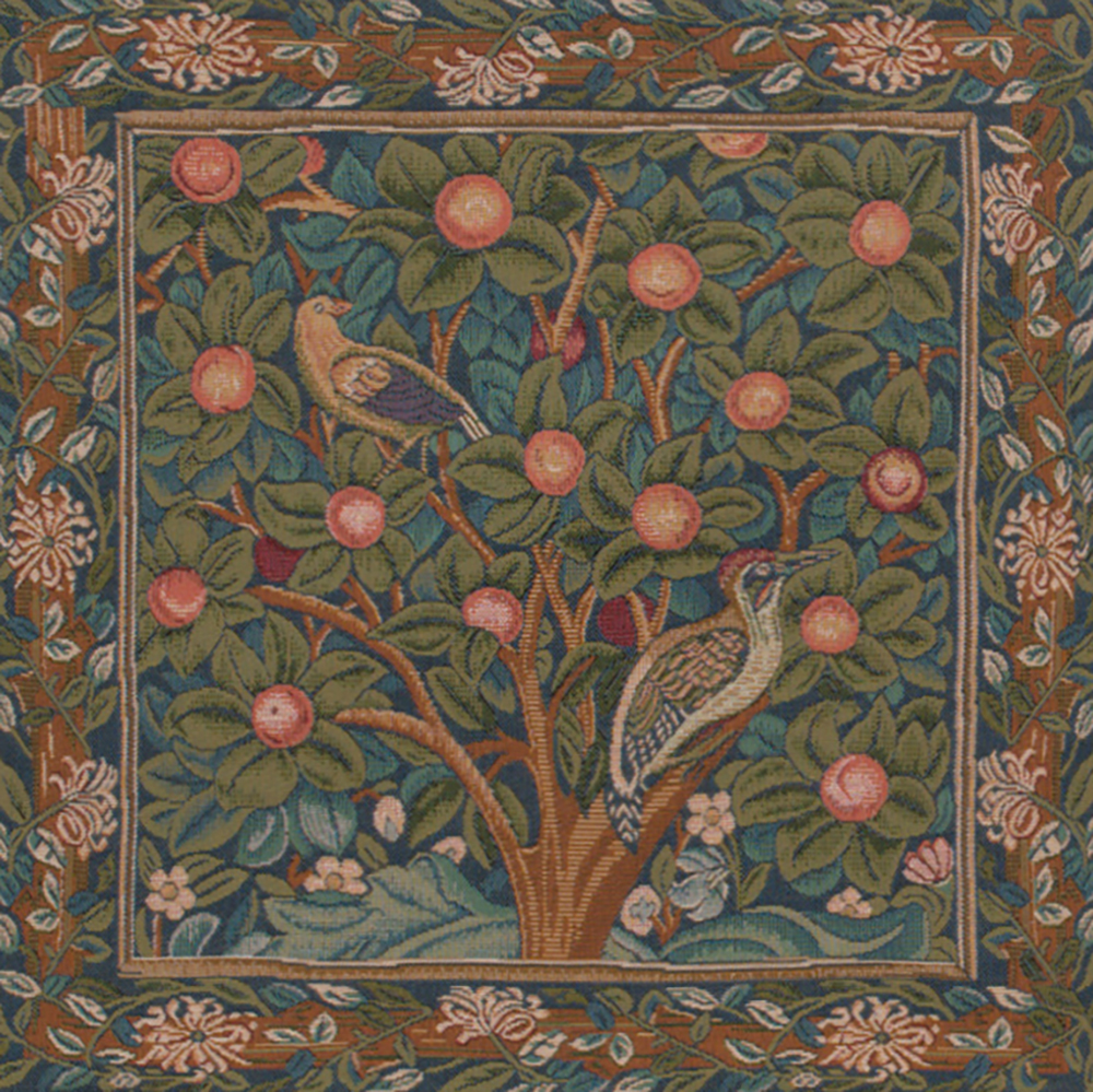 Woodpecker French Tapestry Pillow Cover 19x19 inch Cotton Jacquard Woven Cushion Cover