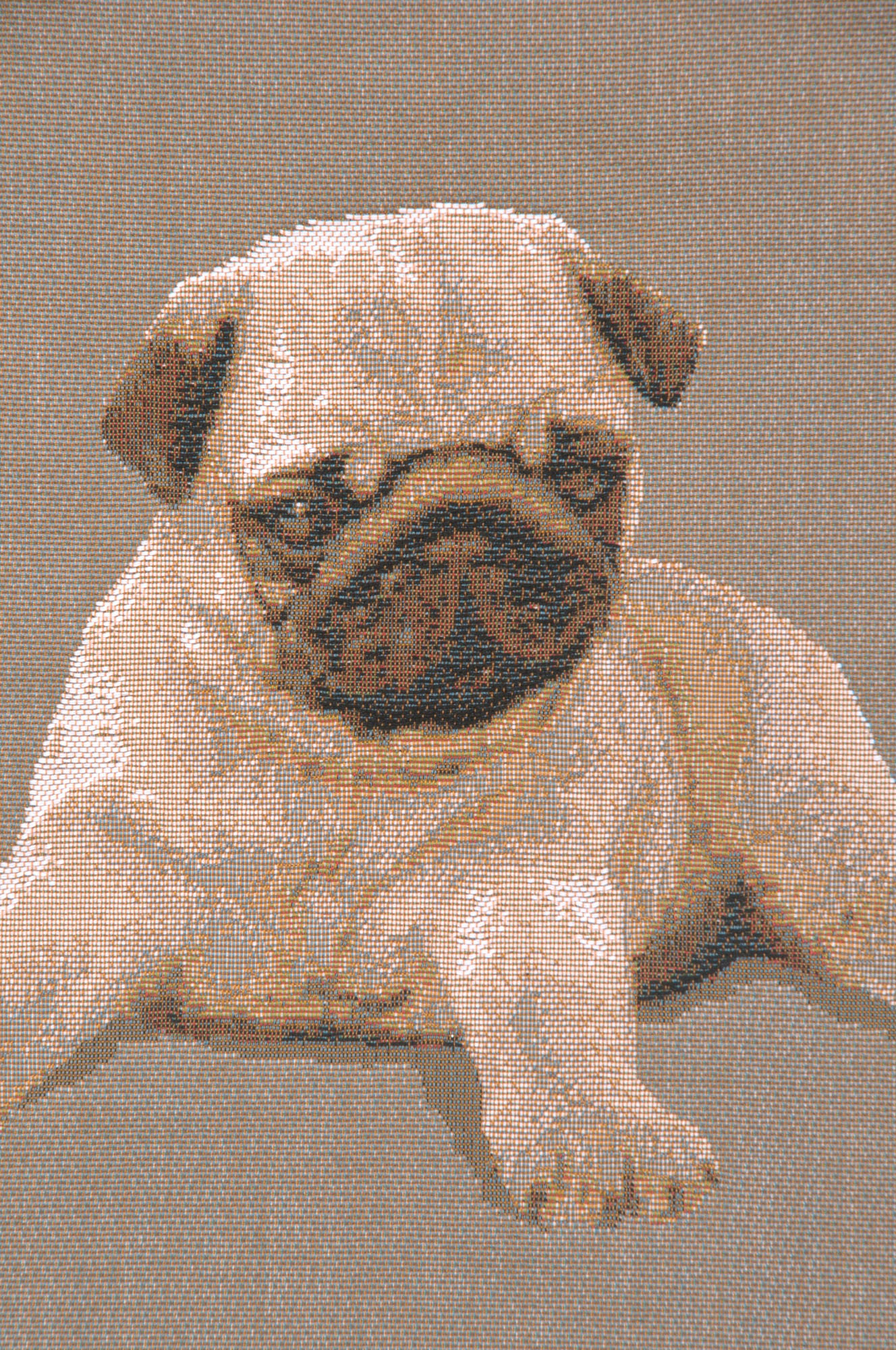 Thomas Theodor Heine Puppy Pug Grey Tapestry Pillow Cover 14x14 Inch Cotton Jacquard Woven Cushion Cover