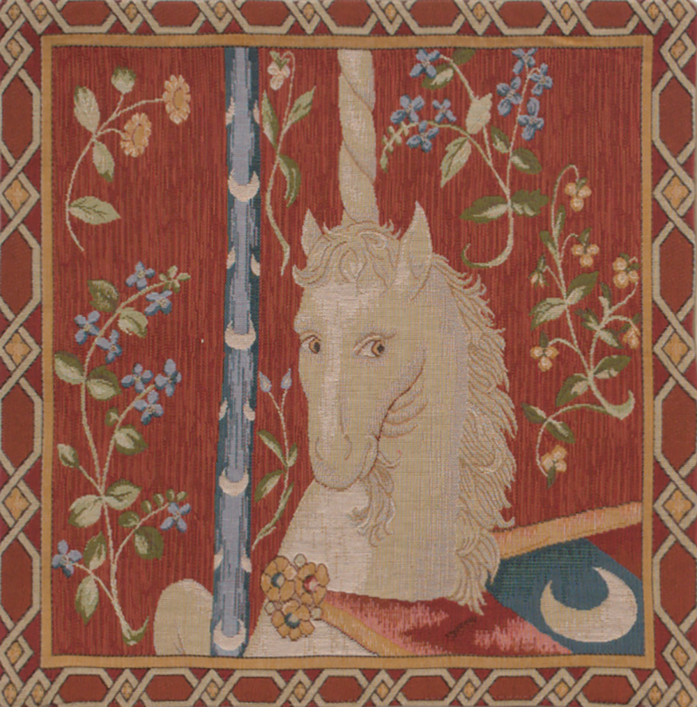 Medieval La Licorne Tapestry Pillow Cover 19x19 Inch Cotton Jacquard Woven Cushion Cover