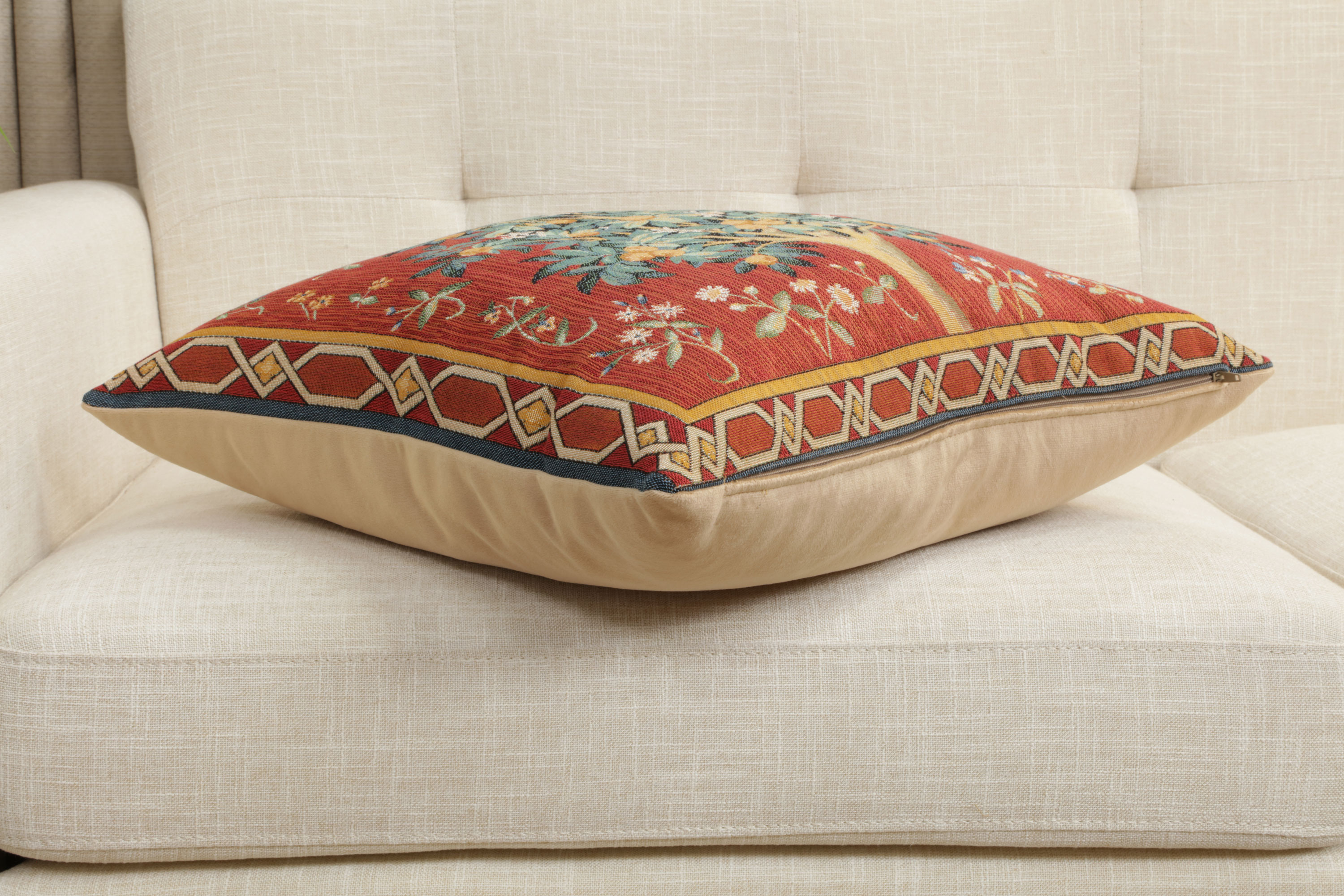 William Morris Orange Tree Large Tapestry Pillow Cover 19x19 Inch Cotton Jacquard Woven Cushion Cover