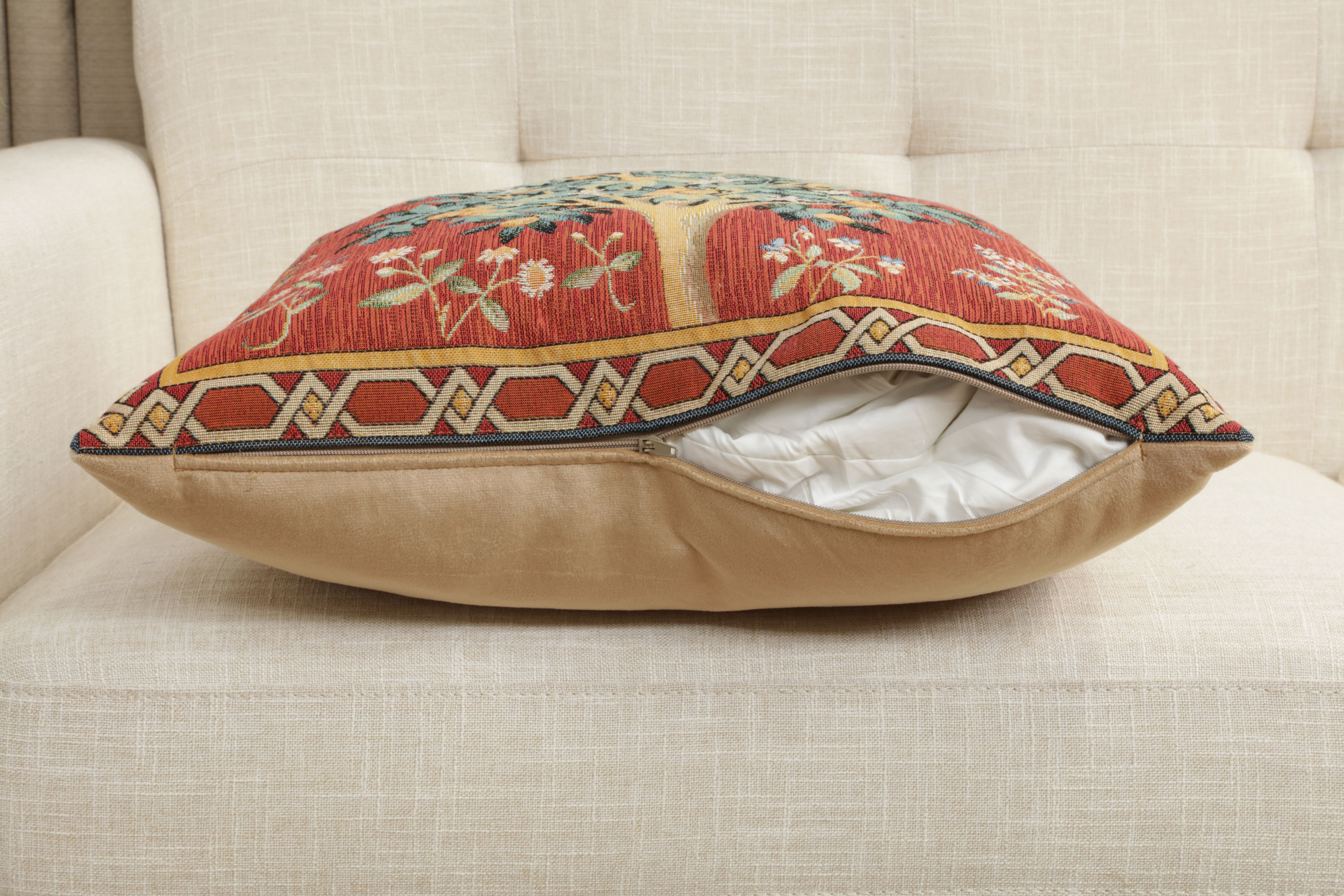 William Morris Orange Tree Large Tapestry Pillow Cover 19x19 Inch Cotton Jacquard Woven Cushion Cover