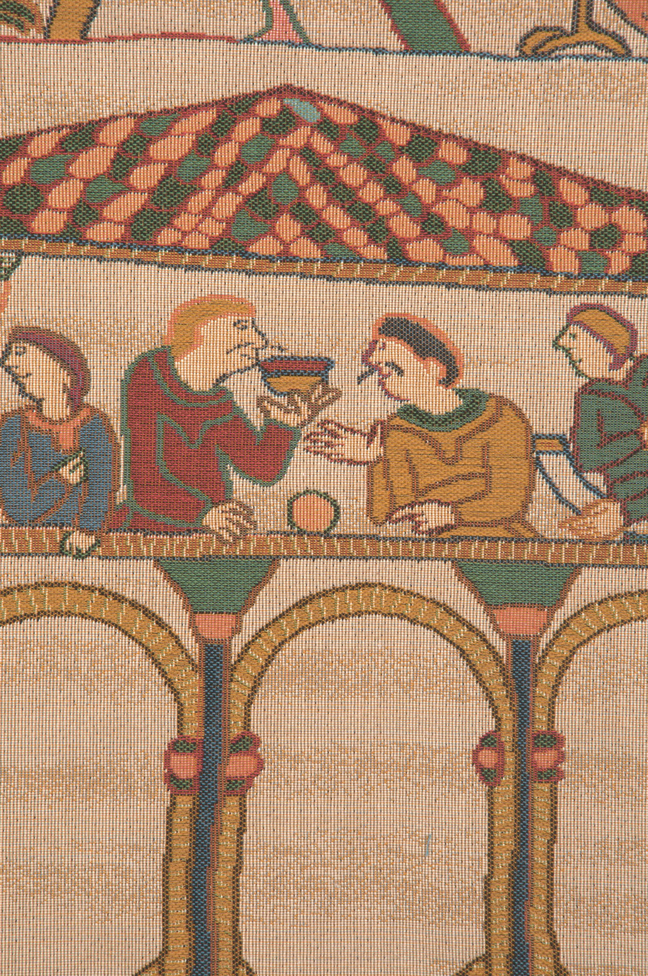 Bayeux Le Repas French Tapestry Pillow Cover 19x19 Inch Cotton Jacquard Woven Cushion Cover
