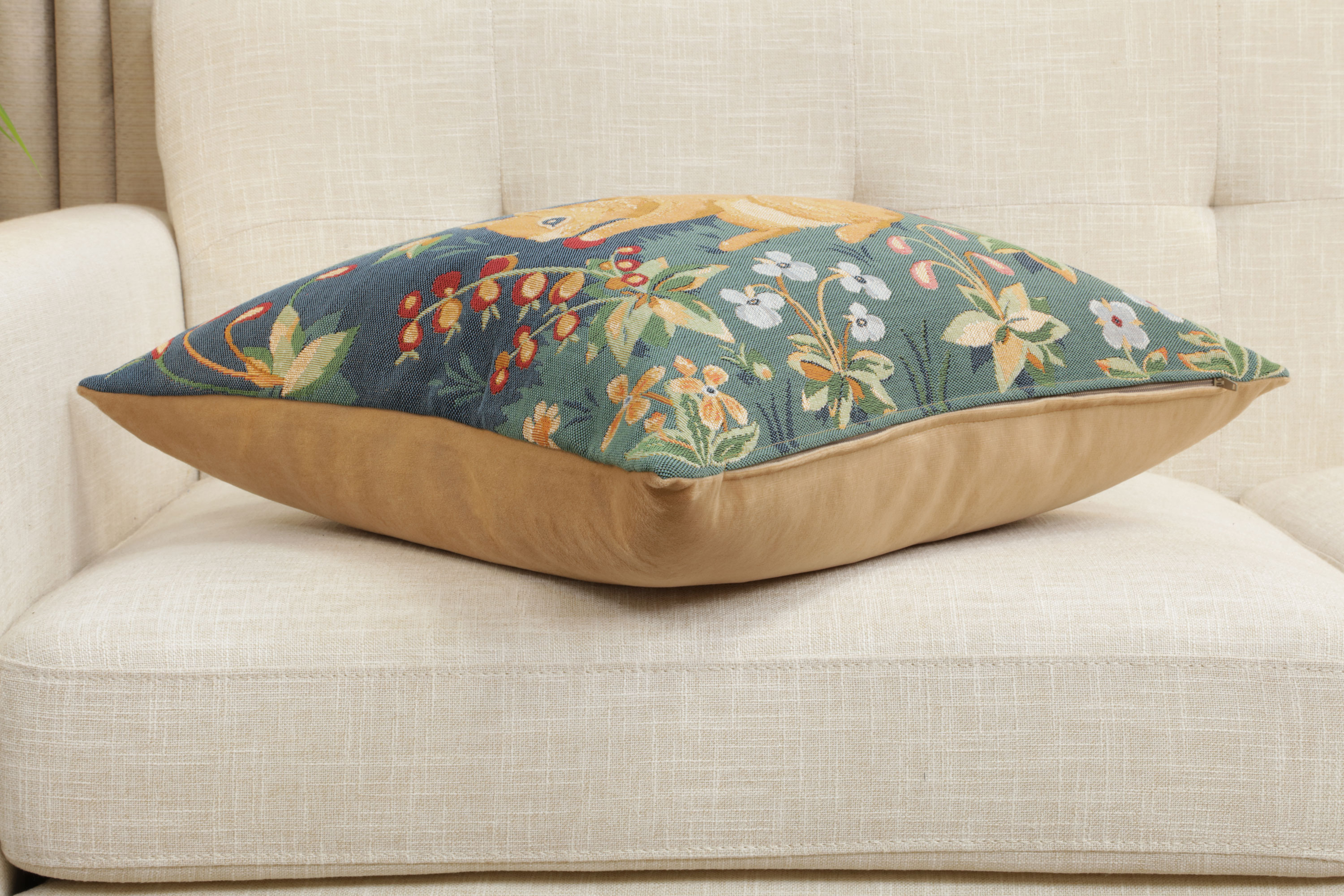 Medieval Tree Squirrel Tapestry Pillow Cover 19x19 Inch Cotton Jacquard Woven Cushion Cover