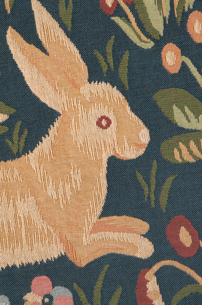 Medieval Rabbit Running Tapestry Pillow Cover 19x19 Inch Cotton Jacquard Woven Cushion Cover