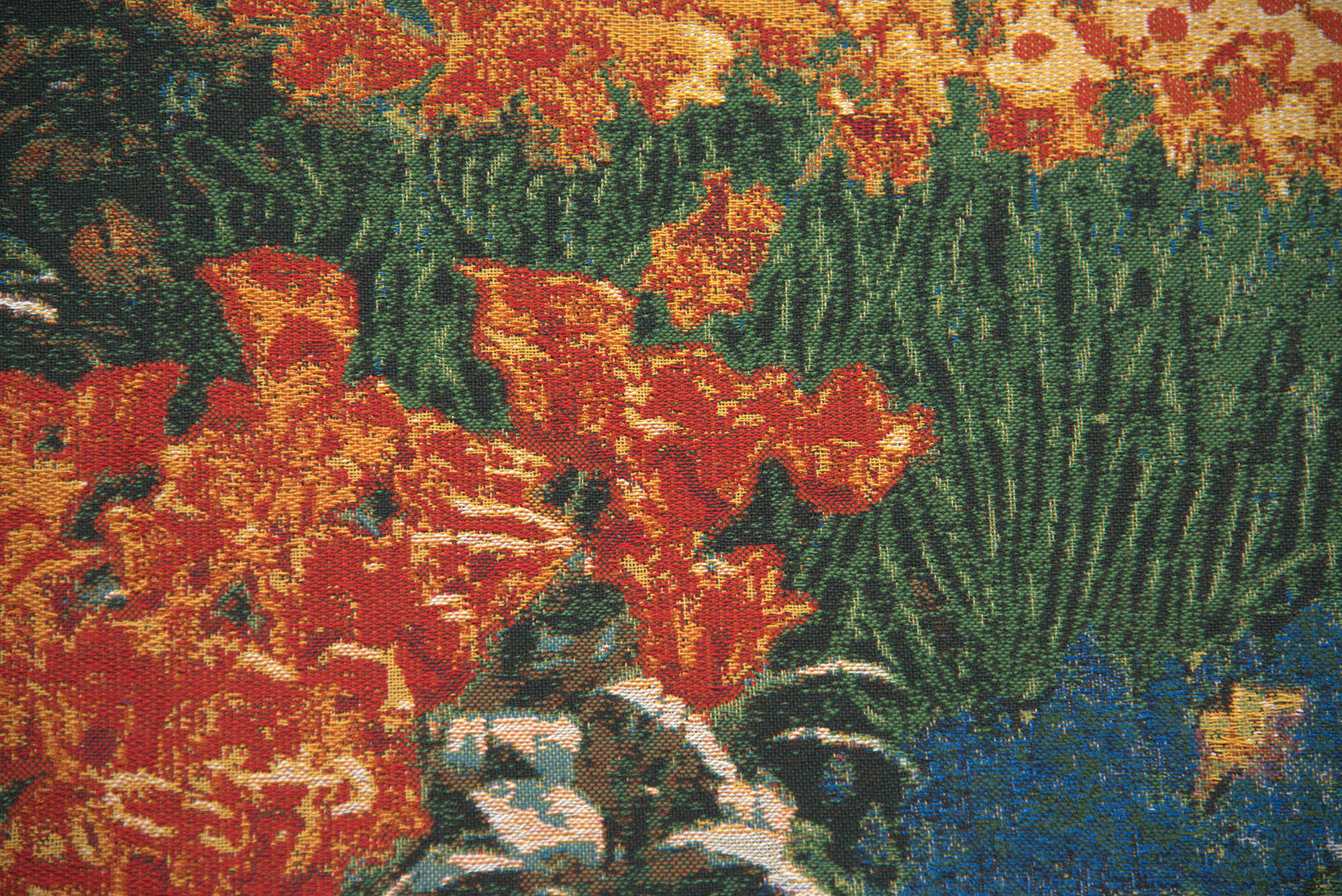 Keukenhof Blue Belgian Tapestry Wall Hanging 48x69 Inch Cotton Jacquard Woven Wall Tapestry