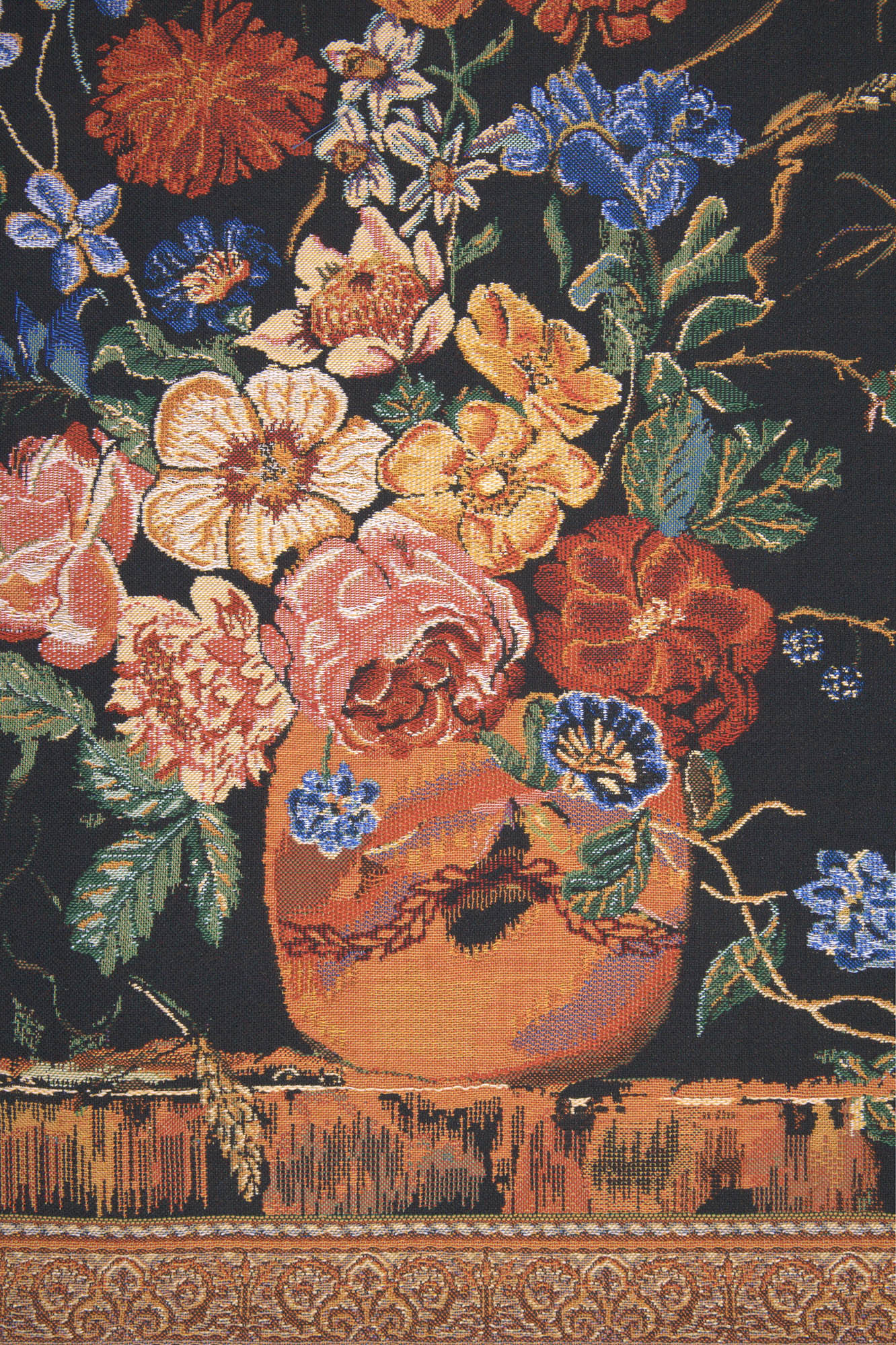 Verendael Terra Cotta Black Belgian Tapestry Wall Hanging 23x21 Inch Cotton Jacquard Woven Wall Tapestry