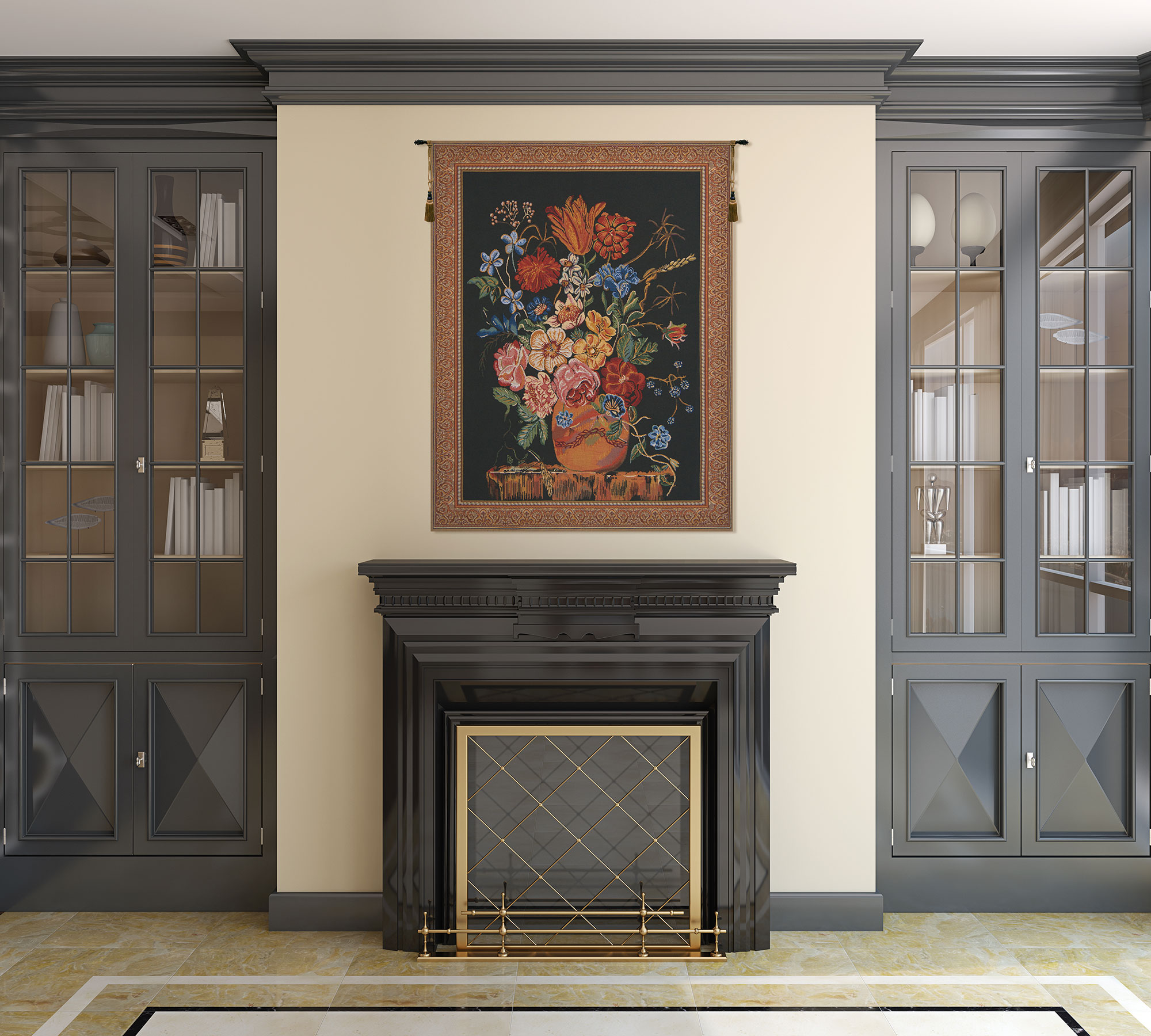 Verendael Terra Cotta Medium Belgian Tapestry Wall Hanging 42x33 Inch Cotton Jacquard Woven Wall Tapestry