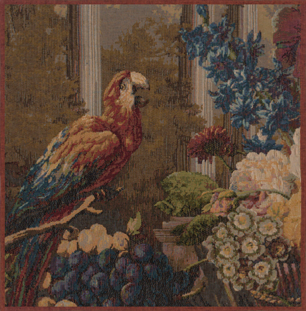 Perroquet French Tapestry Pillow Cover 19x19 Inch Cotton Jacquard Woven Cushion Cover