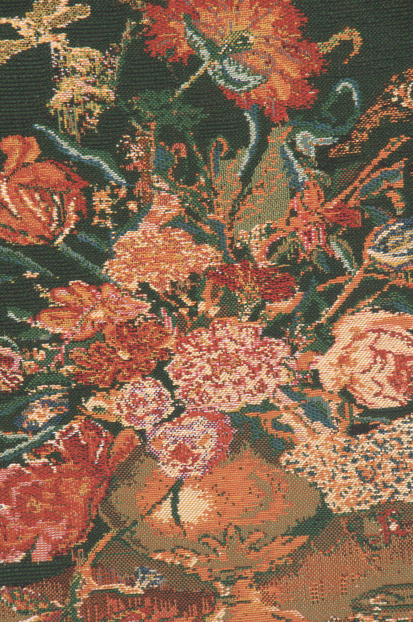 Floral Flora Cotta Black Tapestry Pillow Cover 16x16 Inch Cotton Jacquard Woven Cushion Cover