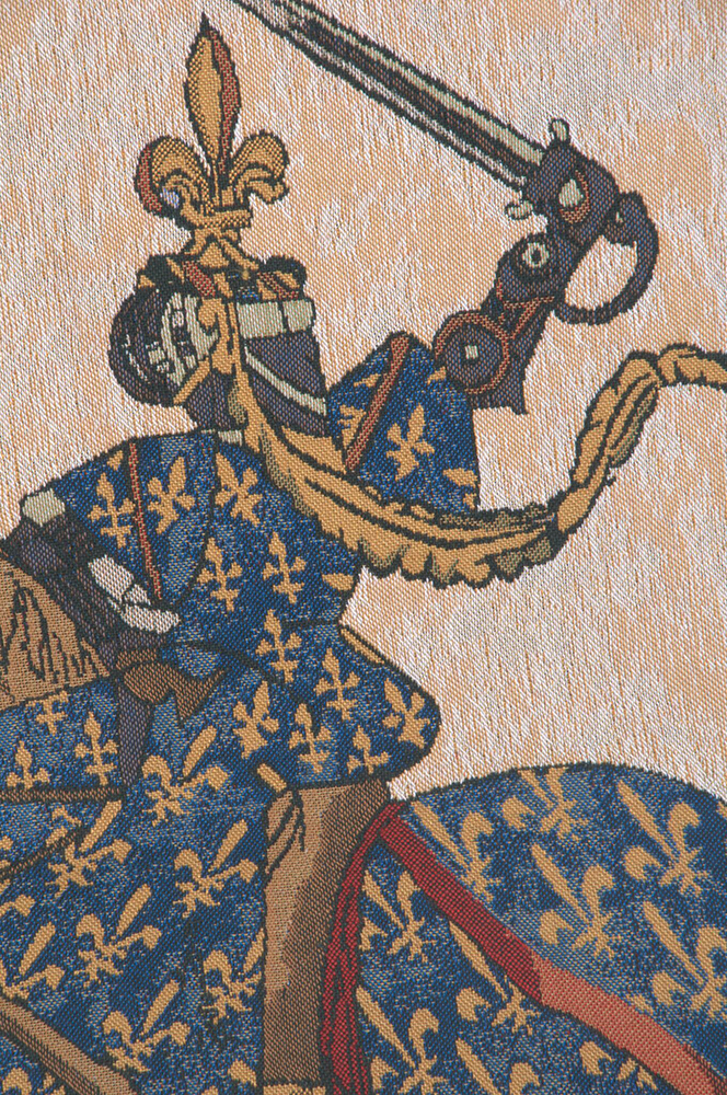 Vintage Tournament of Knights Renaissance Tapestry Wall Hanging 33 x 46 in Medieval Jousting Knights Jacquard Woven Wall Art