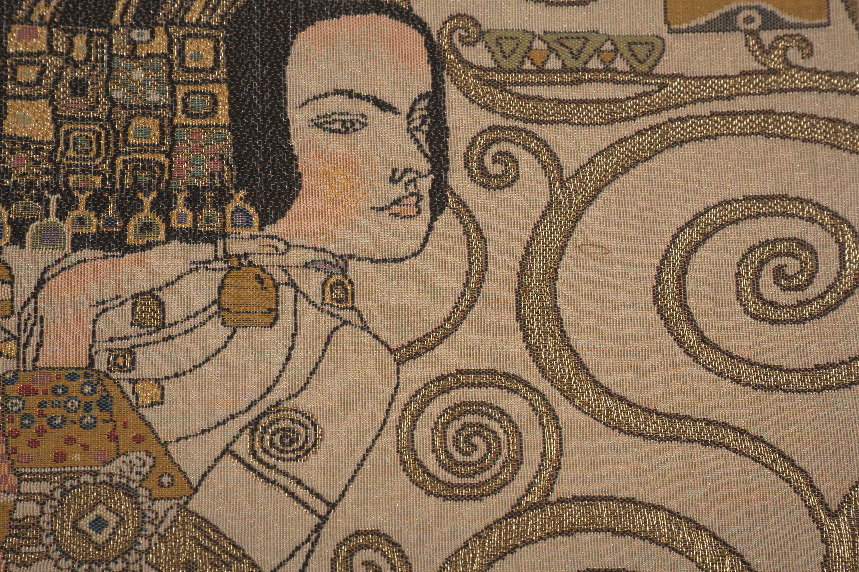 Gustav Klimt L'Attente Jour Tapestry Pillow Cover 18x18 Inch Cotton Jacquard Woven Cushion Cover