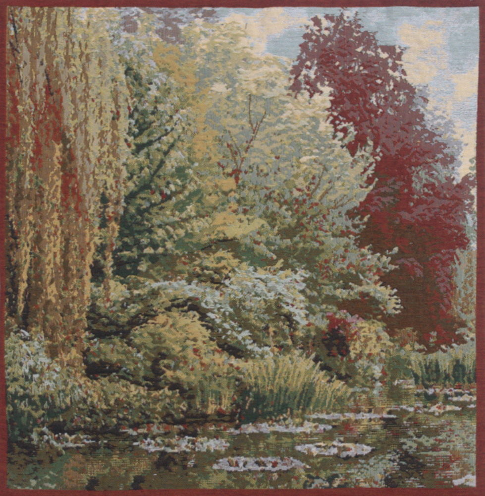 Claude Monet Trees Garden Tapestry Pillow Cover 17x17 Inch Cotton Jacquard Woven Cushion Cover