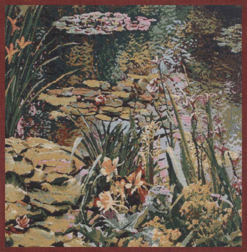 Claude Monet Yellow Garden Tapestry Pillow Cover 17x17 Inch Cotton Jacquard Woven Cushion Cover
