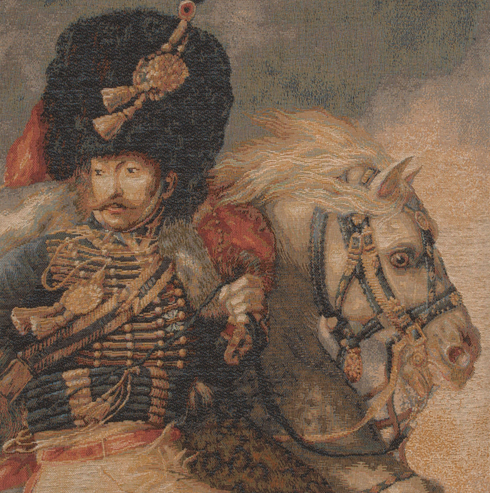 Officer of the Guard French Tapestry Pillow Cover 19x19 Inch Cotton Jacquard Woven Cushion Cover