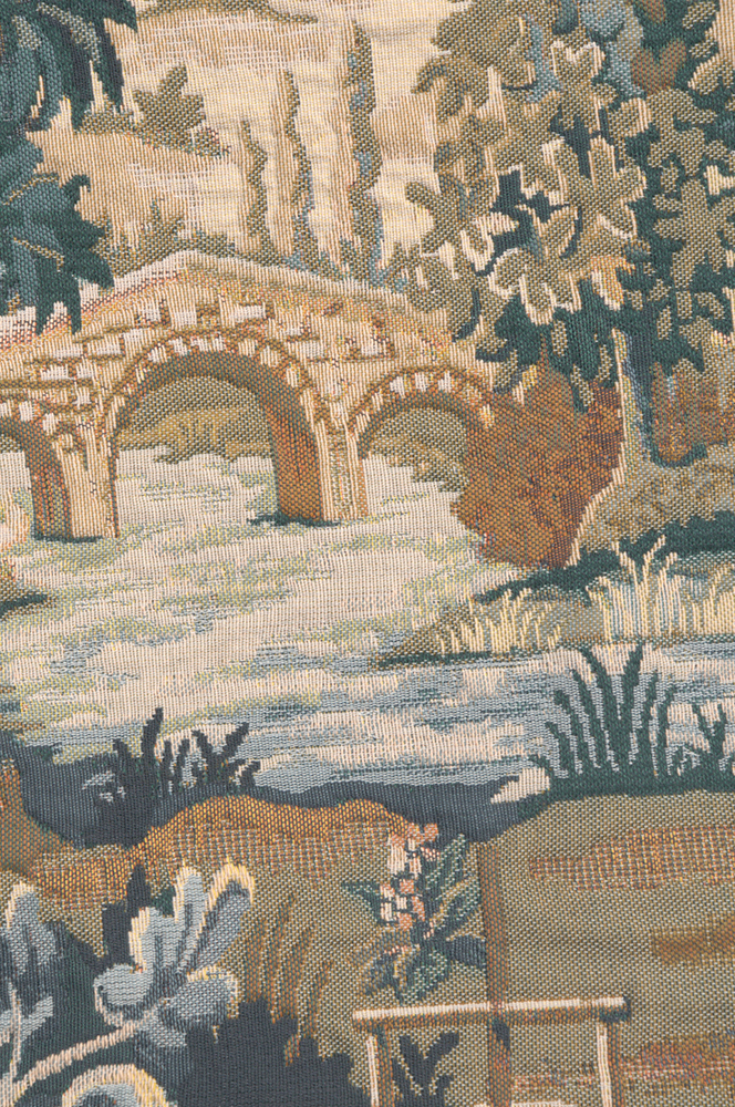 Paysage Flamand Moulin I Belgian Tapestry Pillow Cover 17x17 Inch Cotton Jacquard Woven Cushion Cover