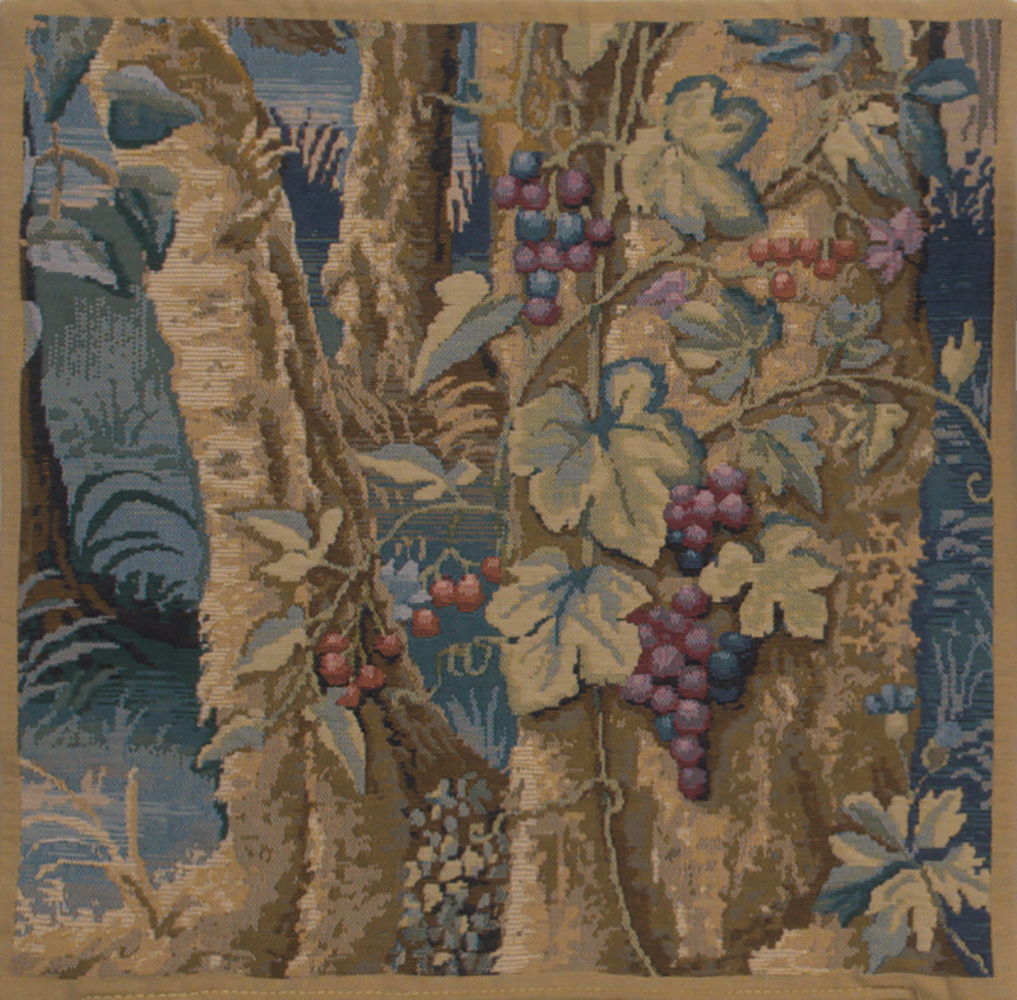 Wawel Timberland Grapes Belgian Tapestry Pillow Cover 17x17 Inch Cotton Jacquard Woven Cushion Cover