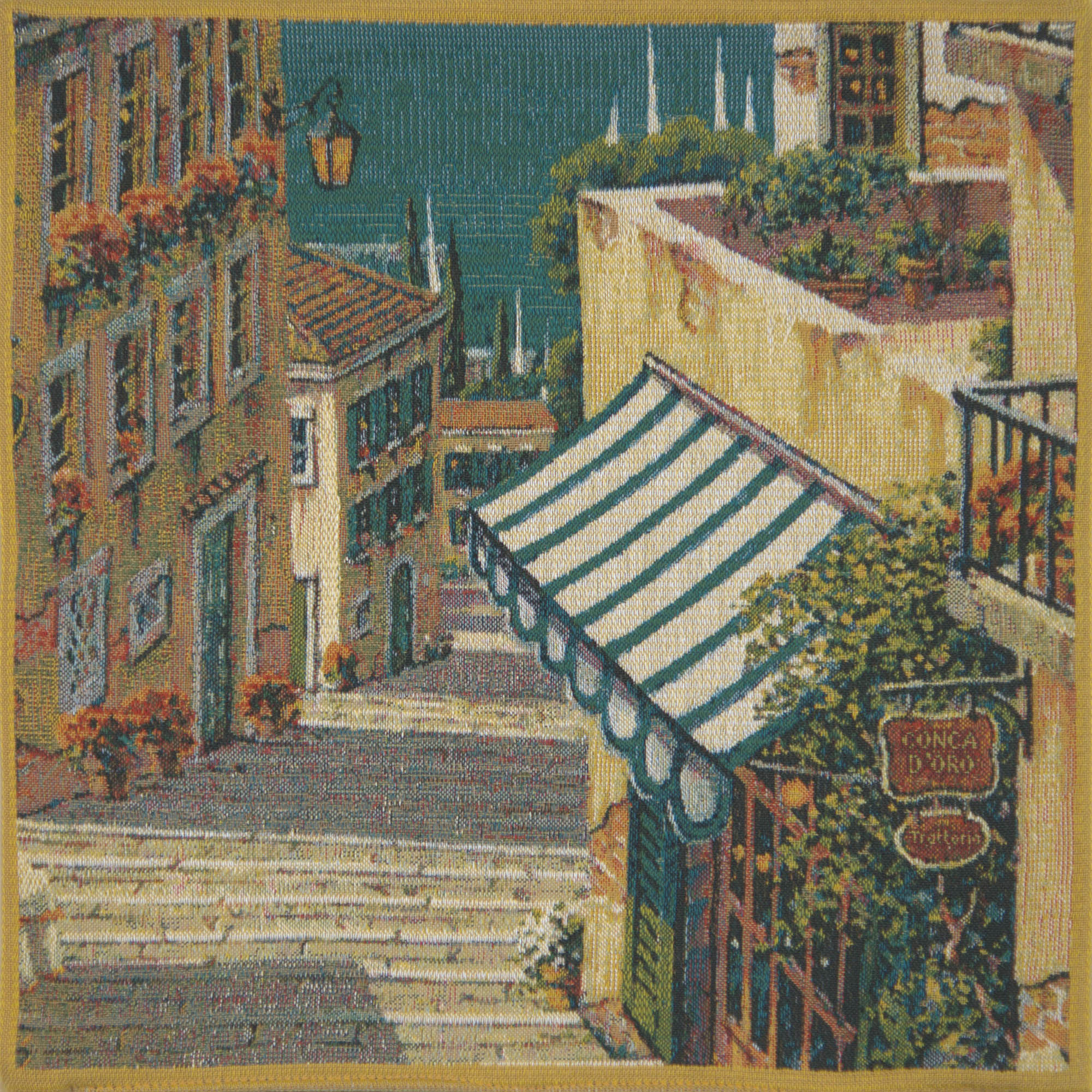 Robert Pejman Bellagio Village Tapestry Pillow Cover 17x17 Inch Cotton Jacquard Woven Cushion Cover