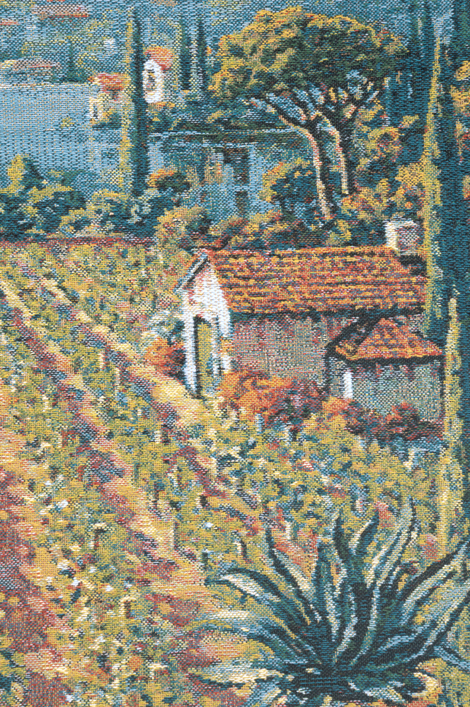 Lakeside Vineyard Right Belgian Tapestry Pillow Cover 17x17 Inch Cotton Jacquard Woven Cushion Cover