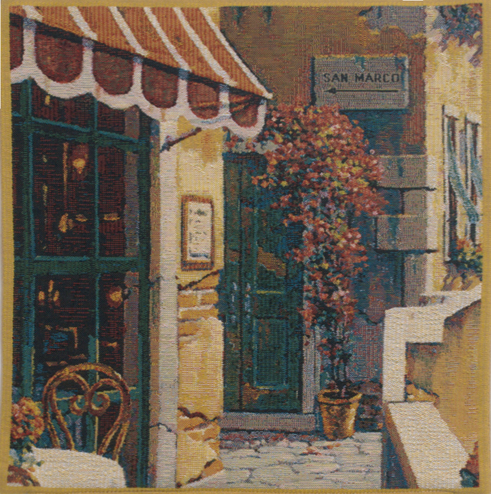 Robert Pejman Passage to San Marco Tapestry Pillow Cover 17x17 Inch Cotton Jacquard Woven Cushion Cover