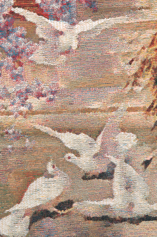 Peacock & Doves Belgian Tapestry Pillow Cover 17x17 Inch Cotton Jacquard Woven Cushion Cover