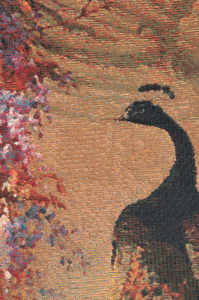 Peacock I Belgian Tapestry Pillow Cover 17x17 Inch Cotton Jacquard Woven Cushion Cover