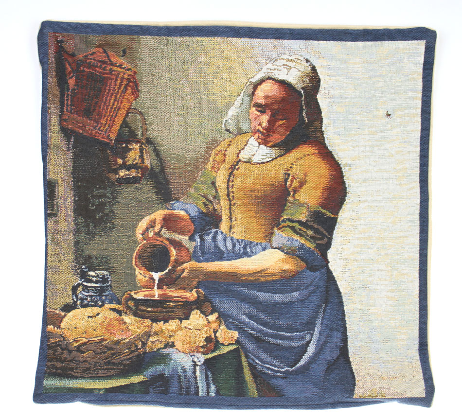 Johannes Vermeer Servant Girl I Tapestry Pillow Cover 17x17 Inch Cotton Jacquard Woven Cushion Cover