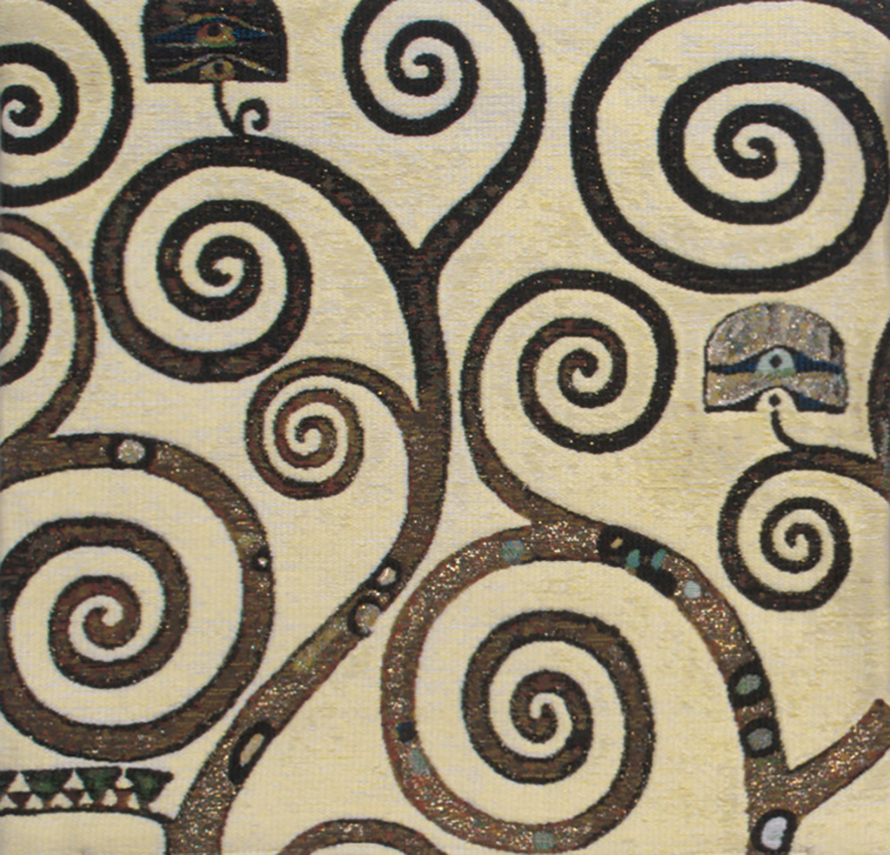 Gustav Klimt Lebensbaum Branches Tapestry Pillow Cover 17x17 Inch Cotton Jacquard Woven Cushion Cover