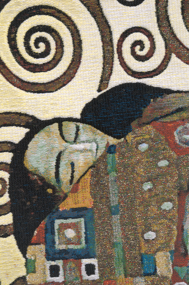 Gustav Klimt Lebensbaum Fulfillment Tapestry Pillow Cover 17x17 Inch Cotton Jacquard Woven Cushion Cover