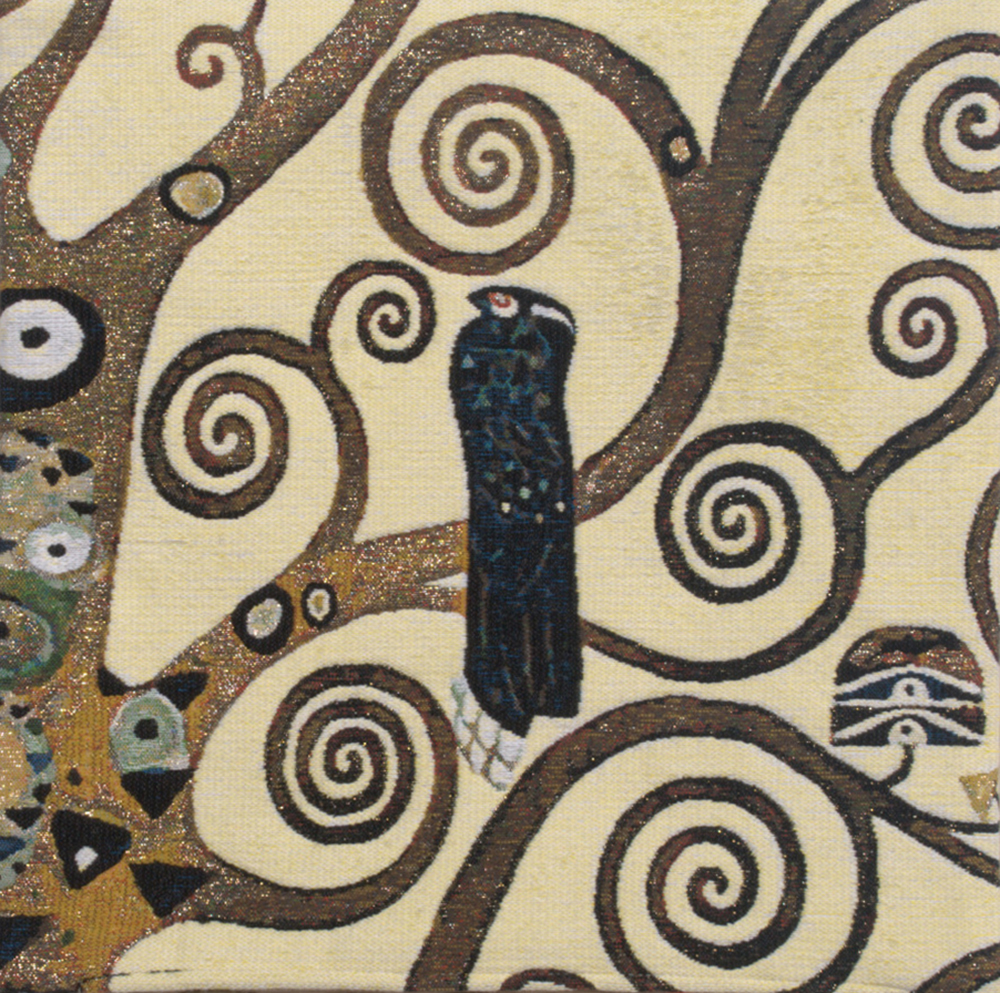 Gustav Klimt Lebensbaum Bird Tapestry Pillow Cover 17x17 Inch Cotton Jacquard Woven Cushion Cover