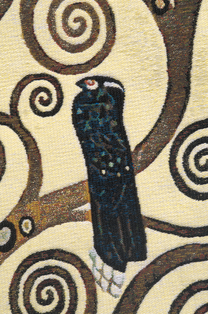 Gustav Klimt Lebensbaum Bird Tapestry Pillow Cover 17x17 Inch Cotton Jacquard Woven Cushion Cover