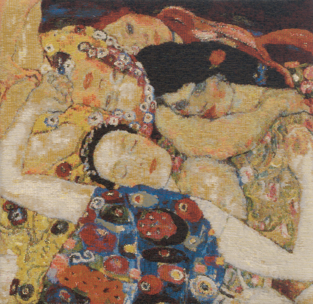 Gustav Klimt Virgin Faces Tapestry Pillow Cover 17x17 Inch Cotton Jacquard Woven Cushion Cover