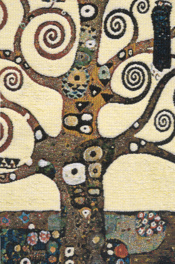 Gustav Klimt Lebensbaum Tree Tapestry Pillow Cover 17x17 Inch Cotton Jacquard Woven Cushion Cover