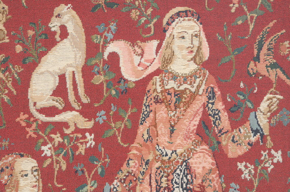 Medieval Licorne Gout Tapestry Pillow Cover 17x17 Inch Cotton Jacquard Woven Cushion Cover