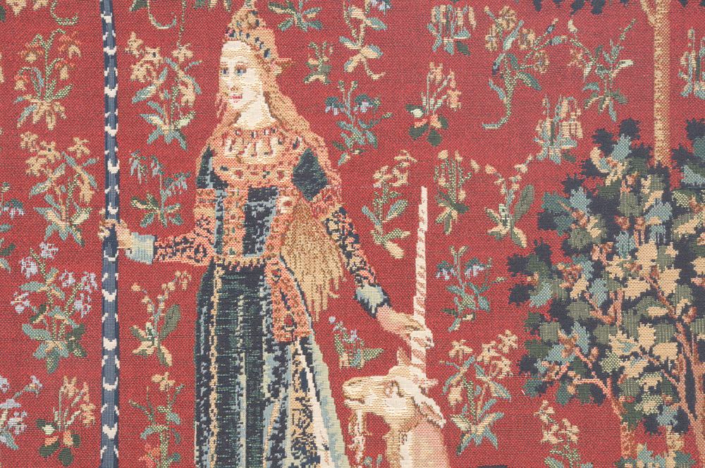 Medieval Licorne Gout Tapestry Pillow Cover 17x17 Inch Cotton Jacquard Woven Cushion Cover