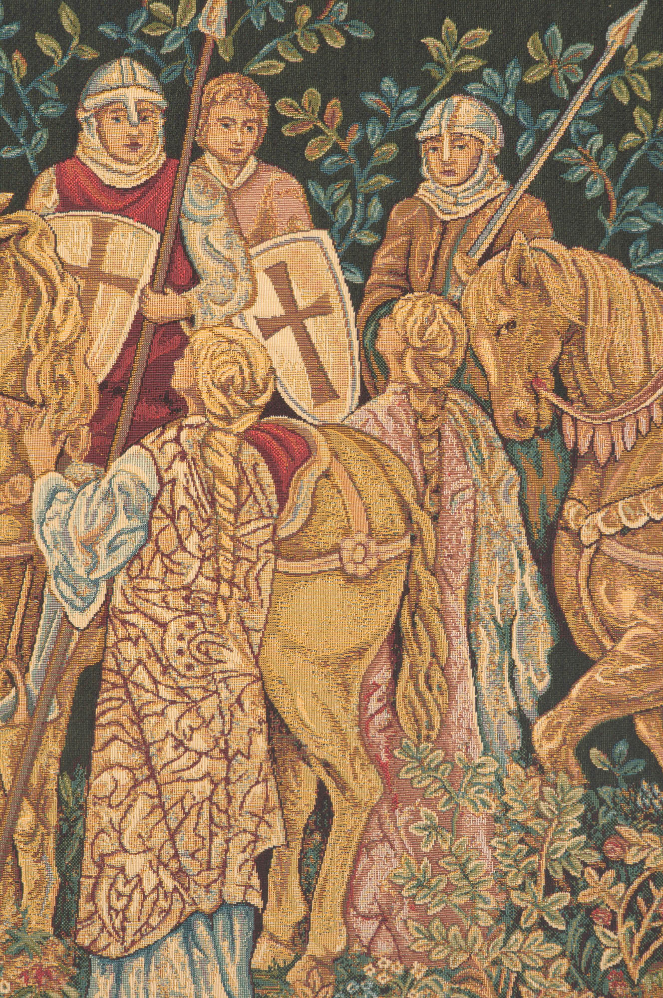 William Morris Les Croises II Tapestry Wall Hanging 26 x 46 in Medieval Knights Arts and Crafts Jacquard Woven Wall Art