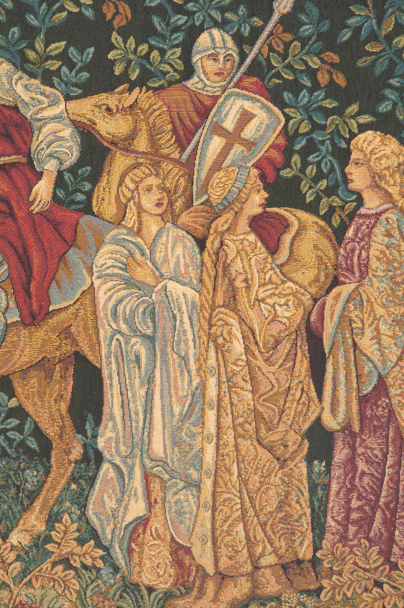 William Morris Les Croises II Tapestry Wall Hanging 26 x 46 in Medieval Knights Arts and Crafts Jacquard Woven Wall Art