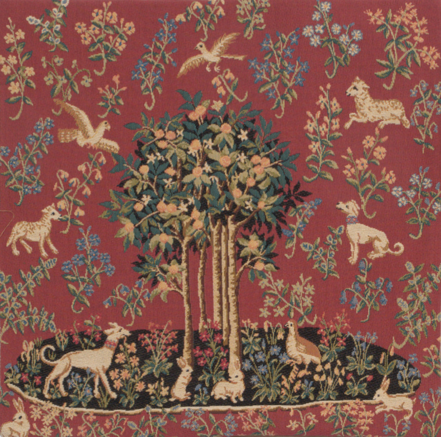 Medieval Vintage Unicorns I Tapestry Pillow Cover 18x18 Inch Cotton Jacquard Woven Cushion Cover