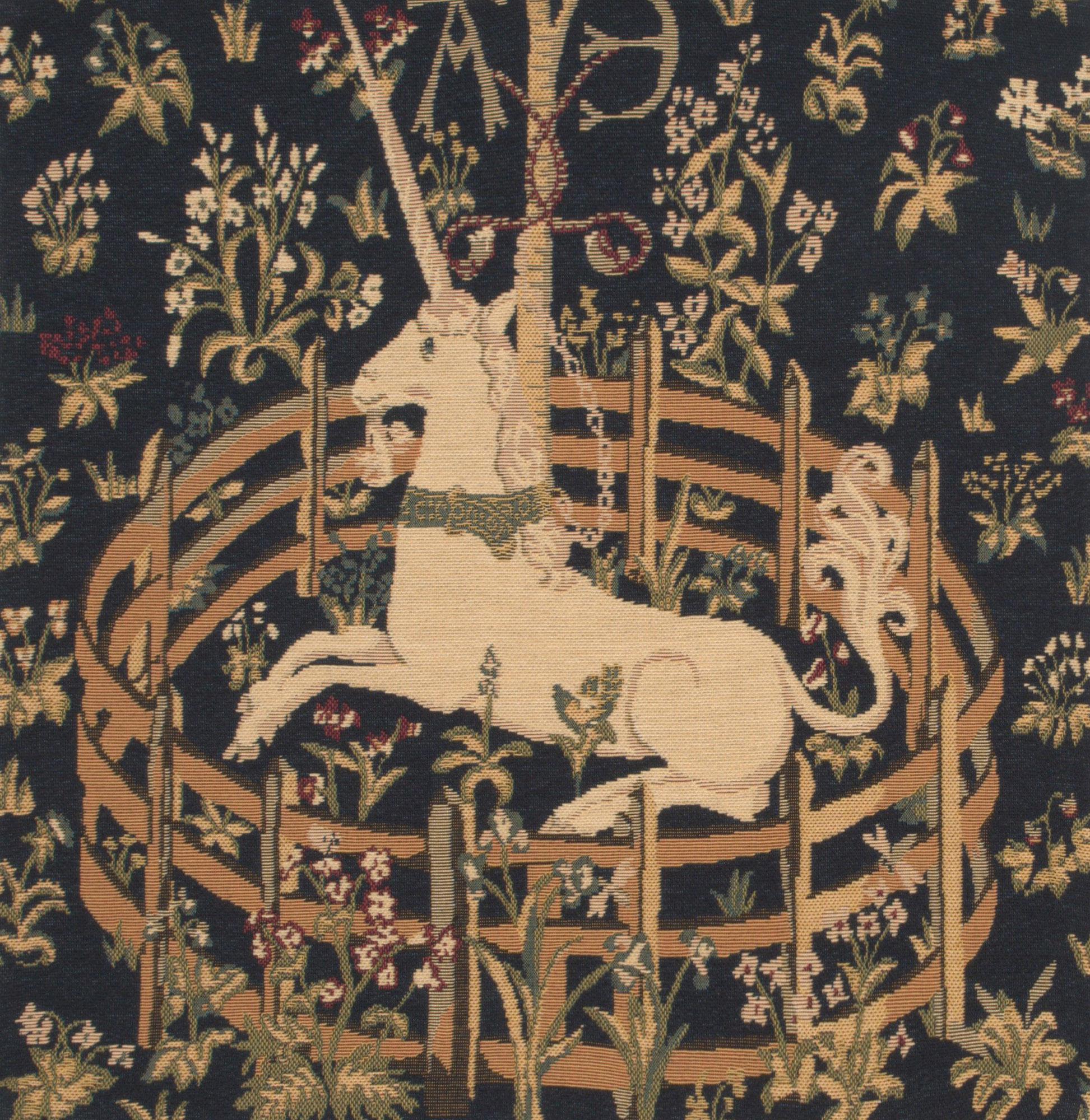 Medieval Captive Unicorn Vintage Tapestry Pillow Cover 18x18 Inch Cotton Jacquard Woven Cushion Cover